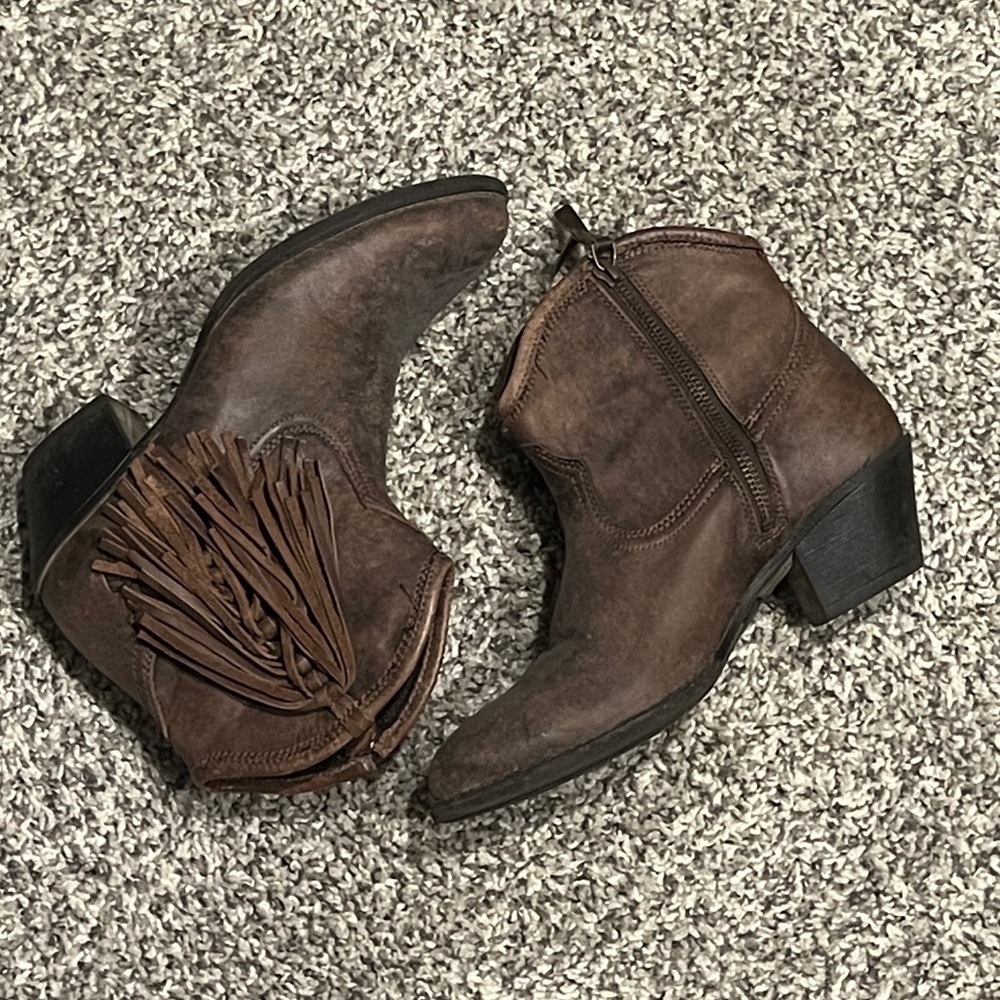 Fringe Brown Ankle Boots